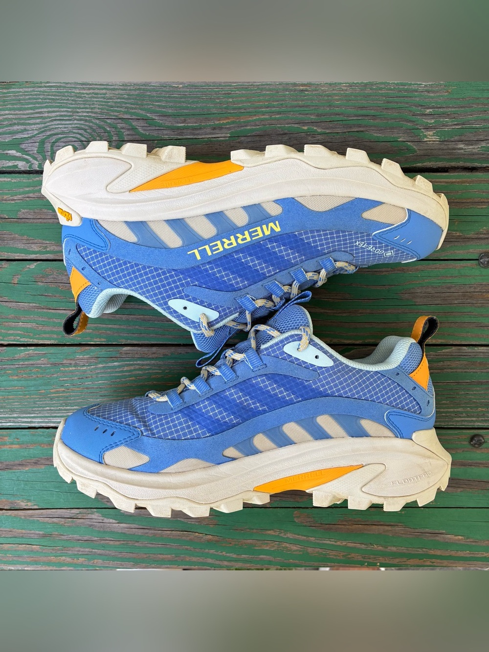 Merrell Moab Speed 2 Gore Tex Azul Womens Sz 9 Trail Hiking Vibram Sneakers